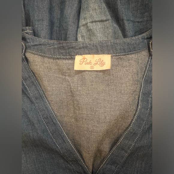 Pink Lily Bell Sleeve Denim Dress - Picture 2 of 2